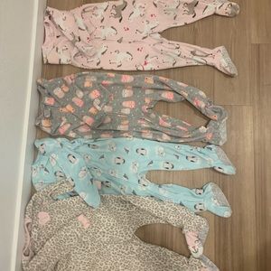2T fleece footed pajamas - set of four
